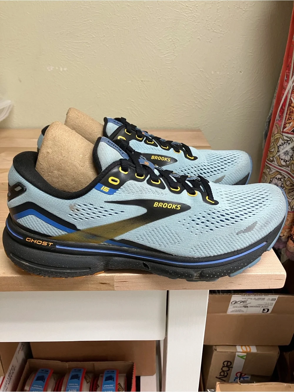 Brooks Ghost Light Blue and Black Running Sneakers